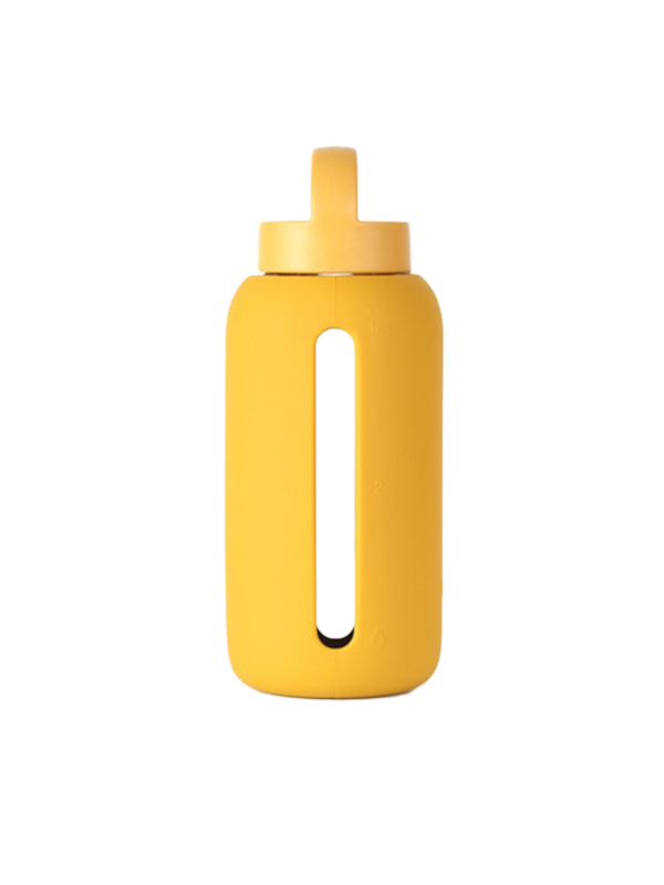 Szklana butelka do monitorowania dziennego nawodnienia Day Bottle Mustard