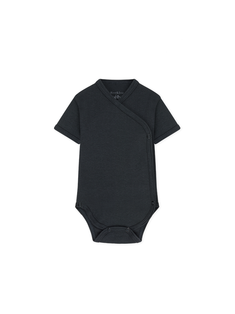 Wrap-around body with short sleeves-graphite