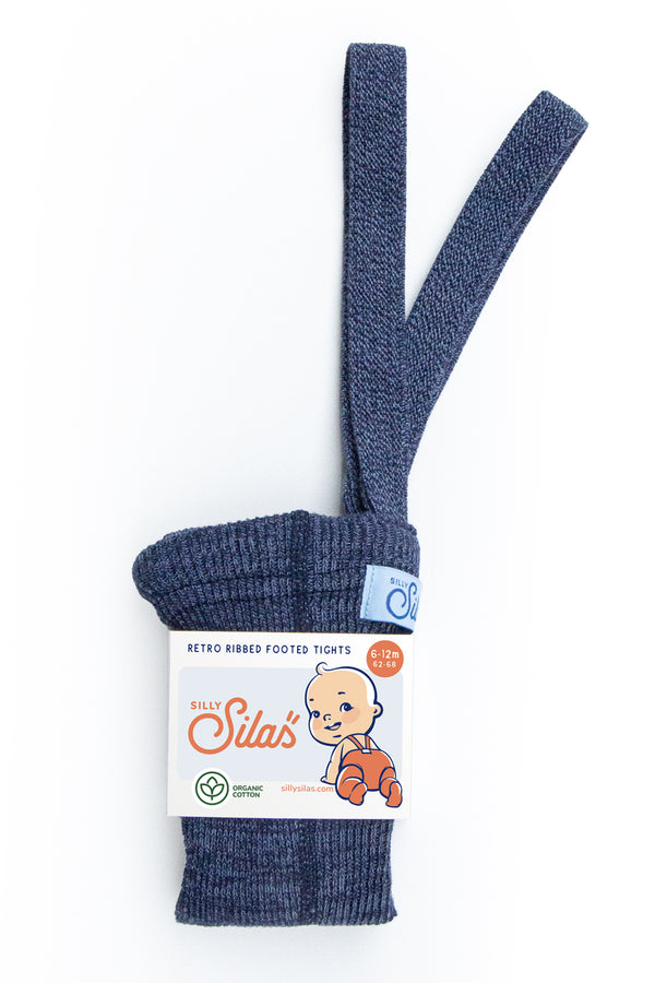Silly Silas organic cotton tights with Denim suspenders