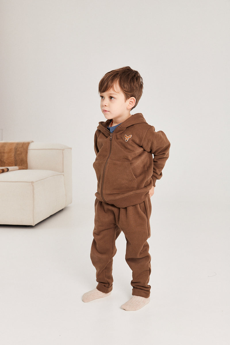 Bluza zapinana na suwak z kapturem Brown