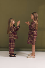 Spodnie balloon Gingham Burgundy