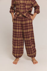 Spodnie balloon Gingham Burgundy