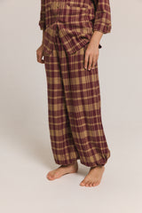 Spodnie balloon Gingham Burgundy