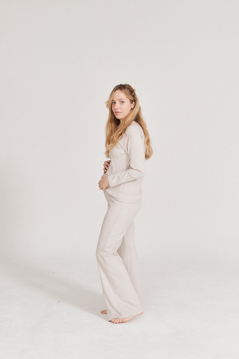 Oatmeal Ribbed Trousers