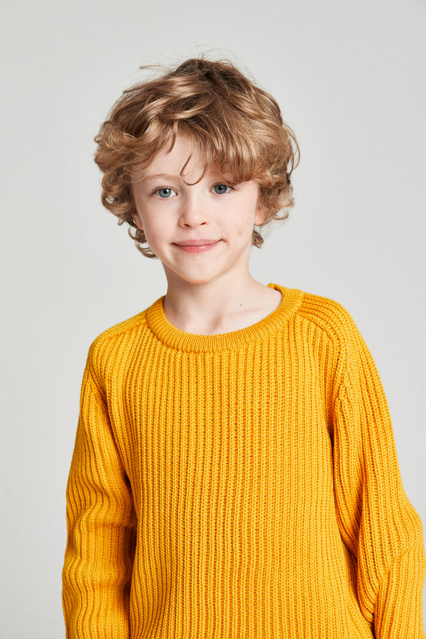 Dziecięcy wełniany sweter - yellow