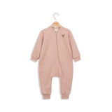 Warm rompers with fastening - powder pink