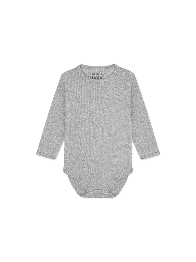Cotton long sleeve bodysuit-gray