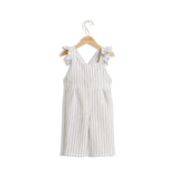 Linen jumpsuit with beige stripes