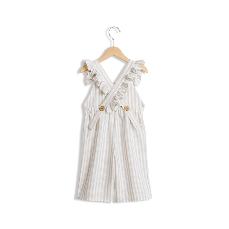 Linen jumpsuit with beige stripes
