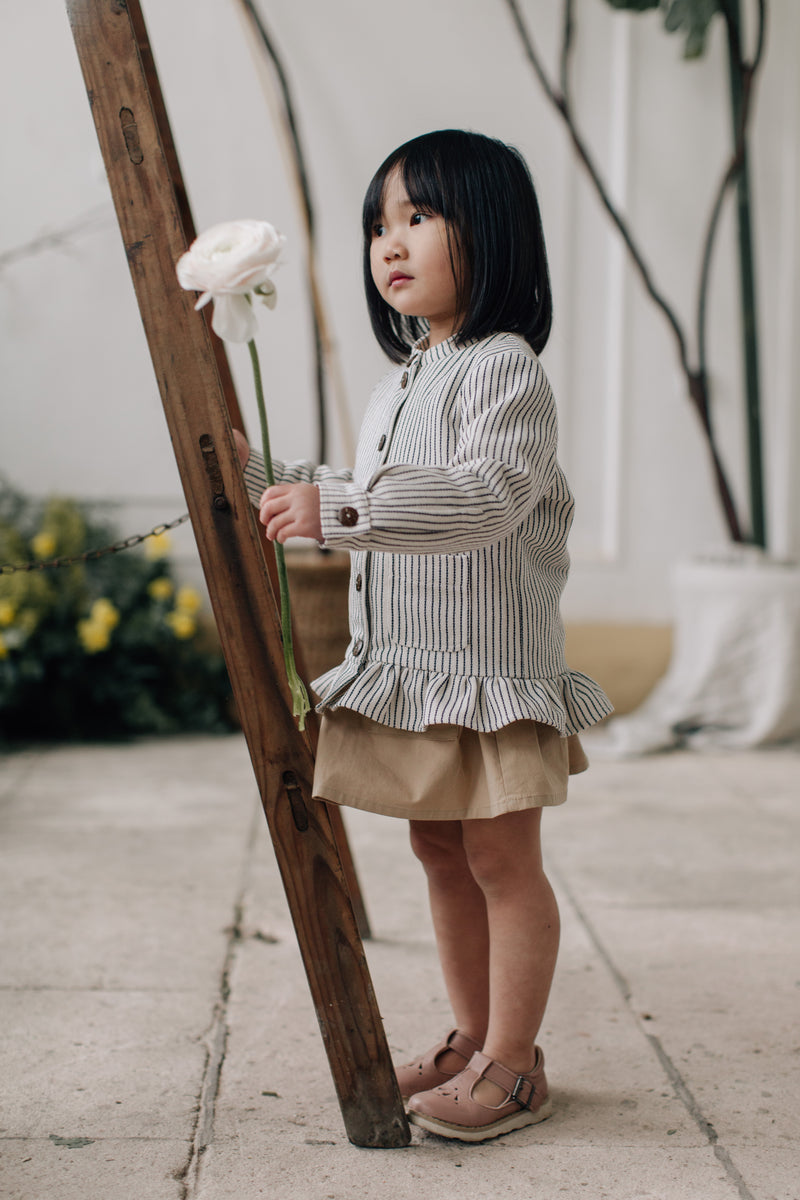 Cotton jacket with N ° 1 frills with stripes
