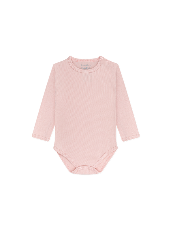 Cotton bodysuit with long sleeves-pink