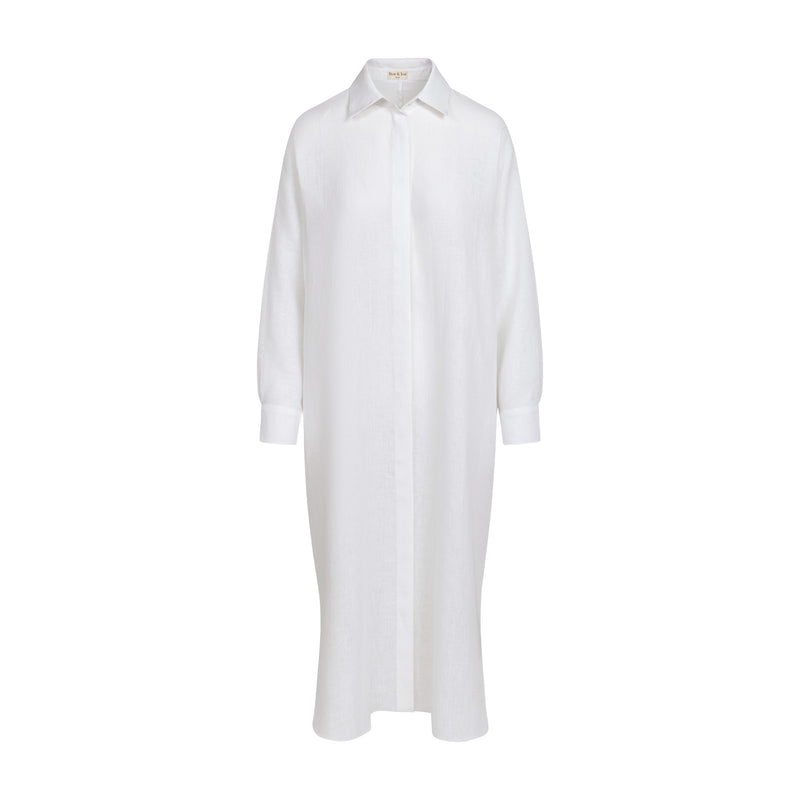 Long white shirt dress