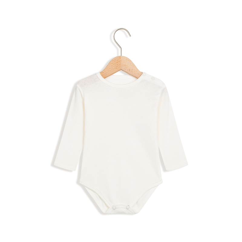 Cotton bodysuit with long sleeves-white