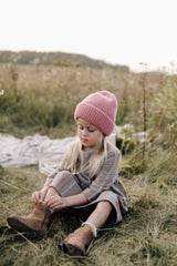 Coral children's cap with cashmere