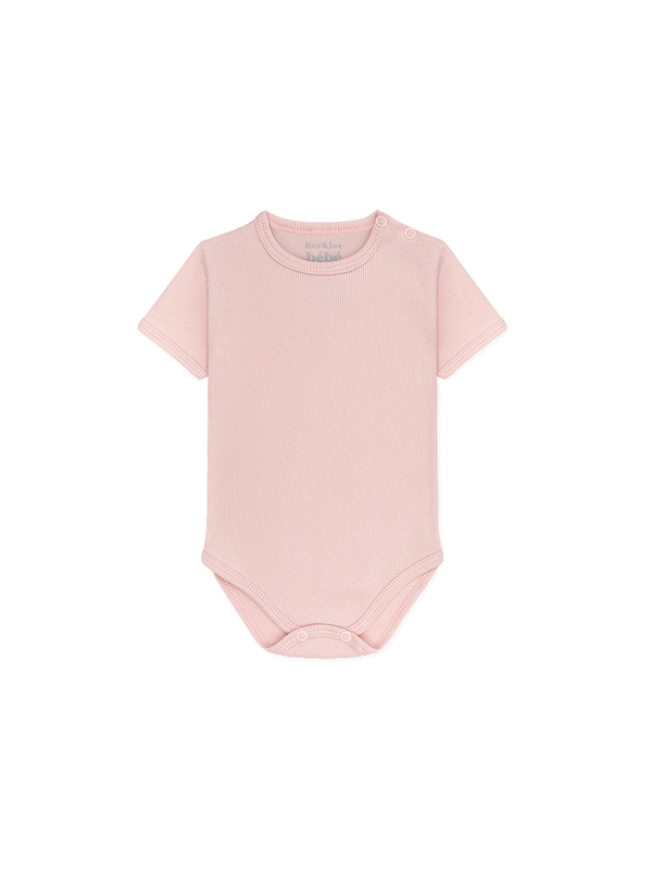 Cotton bodysuit with short sleeves-pink
