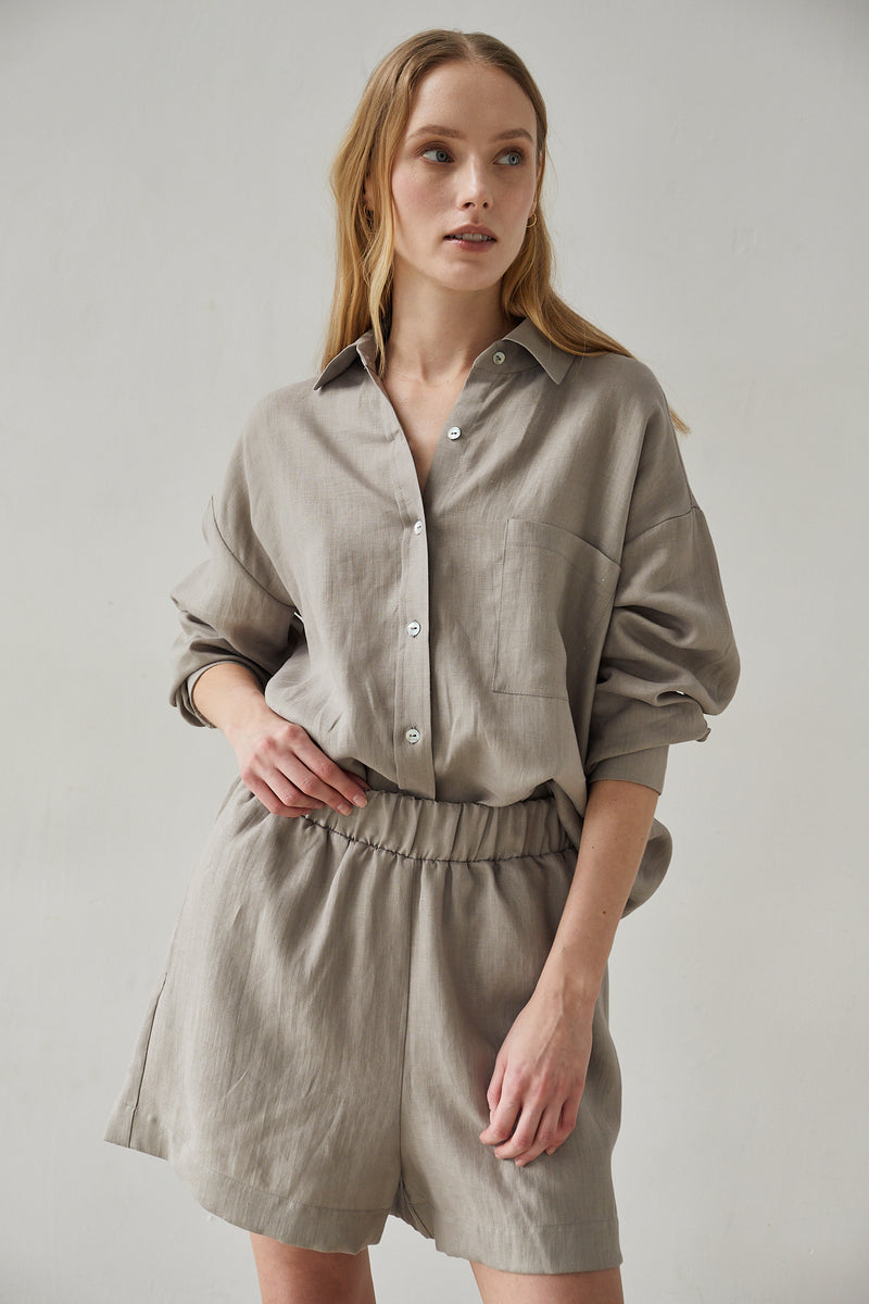 Lniane szorty Beige
