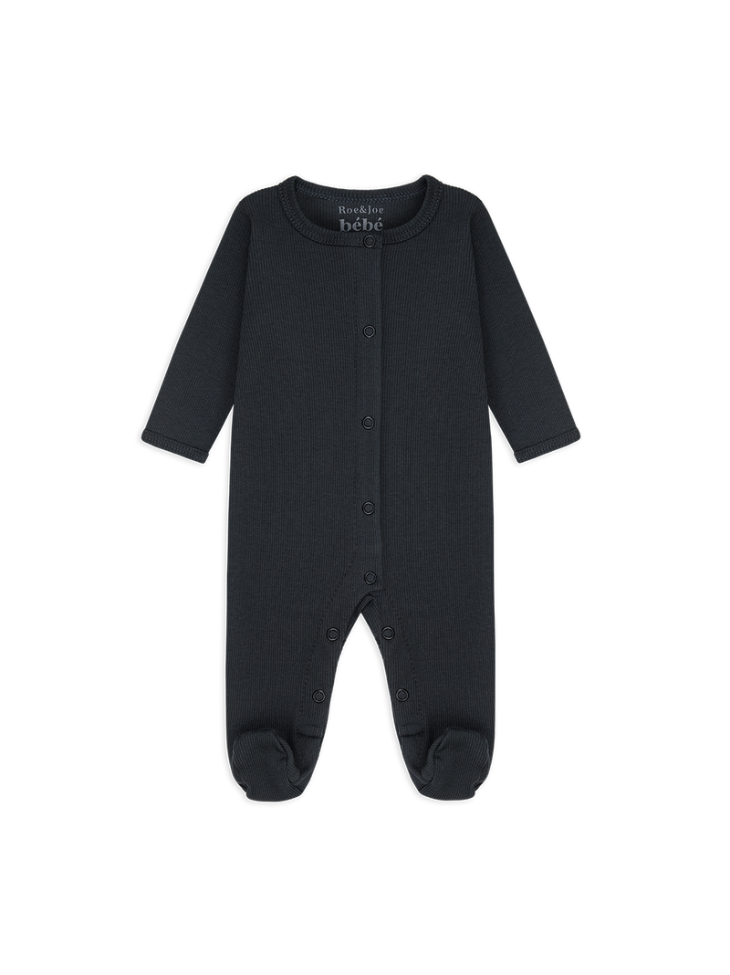 Ribbed cotton-graphite pajamas